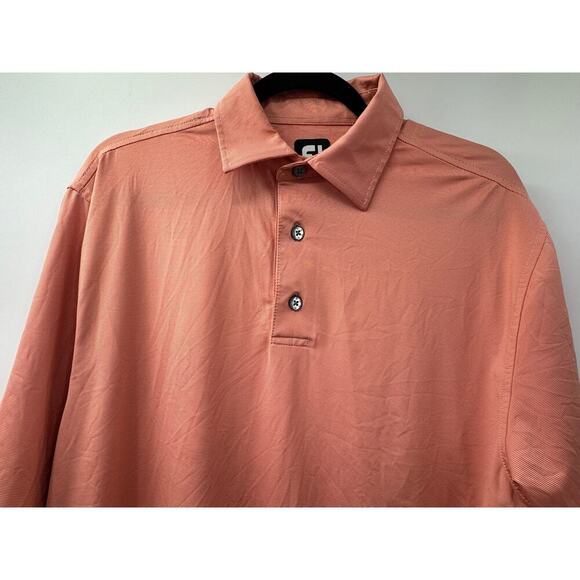 FootJoy Men's Orange Striped Golf Polo Size M Performance Shirt Golf & Casual - Picture 2 of 6